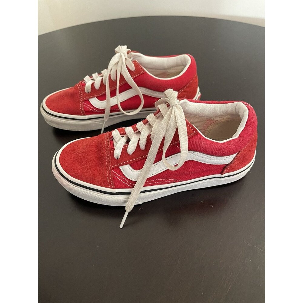 VANS- Kids Suede and Canvas Skater Shoes-size 3 Red & White - Off the Wall - Picture 3 of 6
